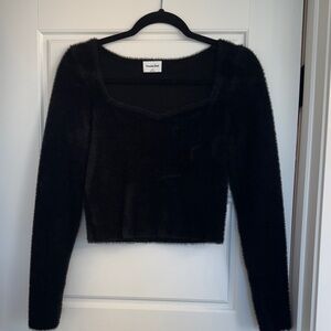 Sunday Best Black Fuzzy Knit Top